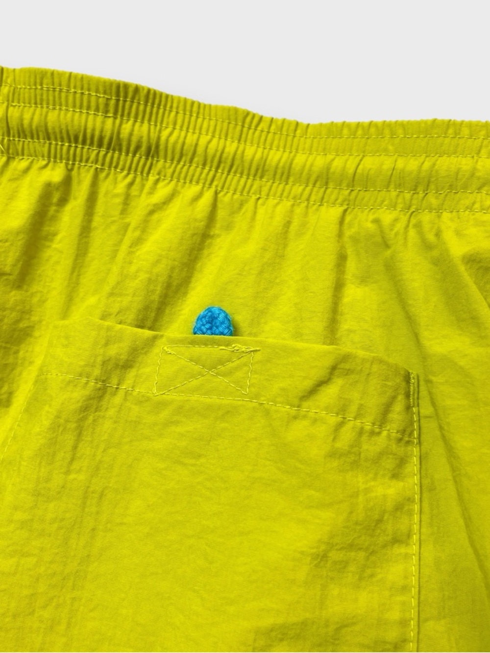 Vintage 90s Cheetah Nylon Lime Green Swim Trunks, Mesh Lined Shorts, Pockets L - Picture 7 of 9